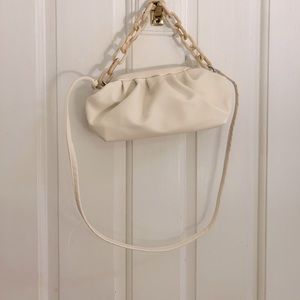 Cream Clutch with Chain Handle